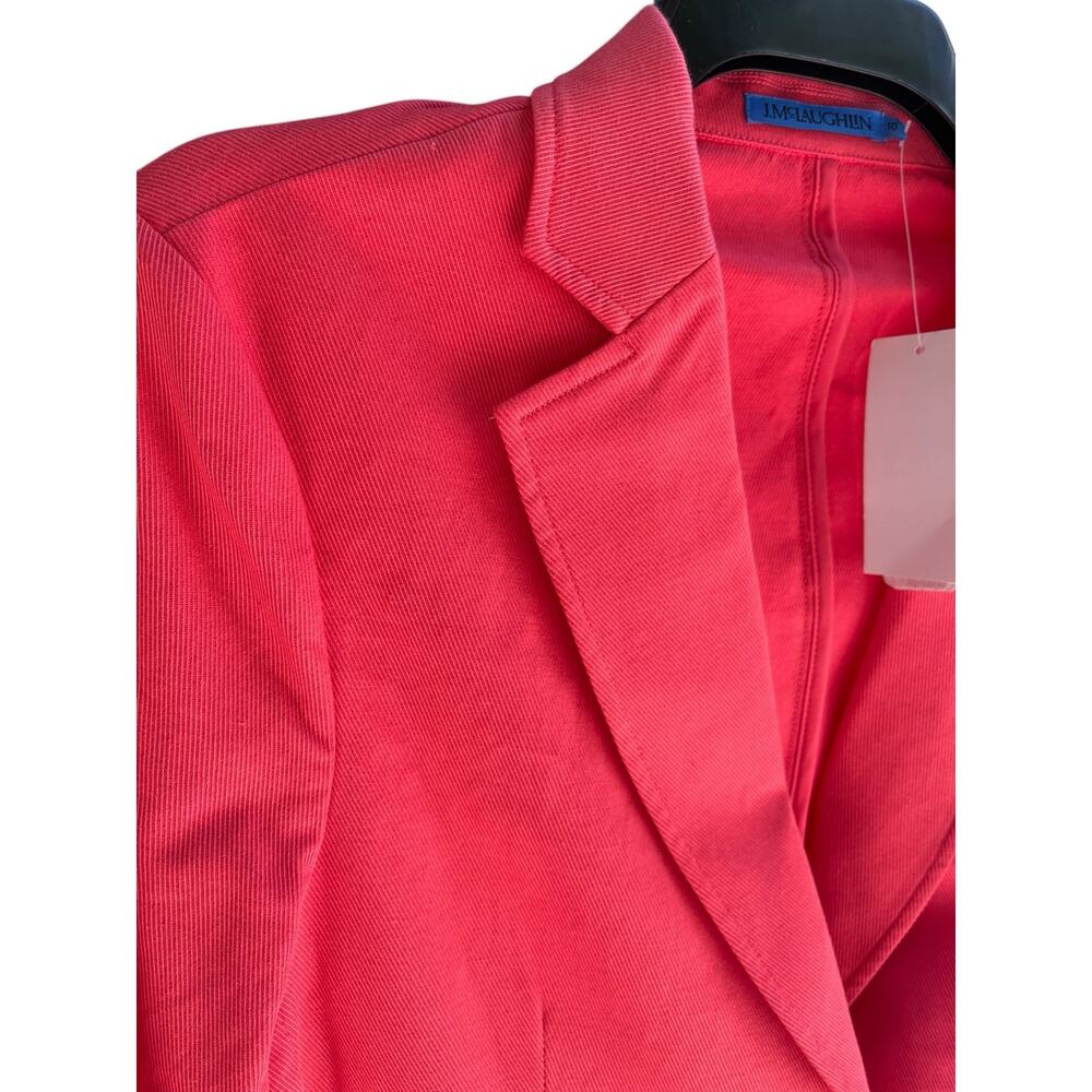 $288 J. McLaughlin Vesta Linen Twill Blazer | Sz 10, Deep Coral Orange NEW - Picture 3 of 8